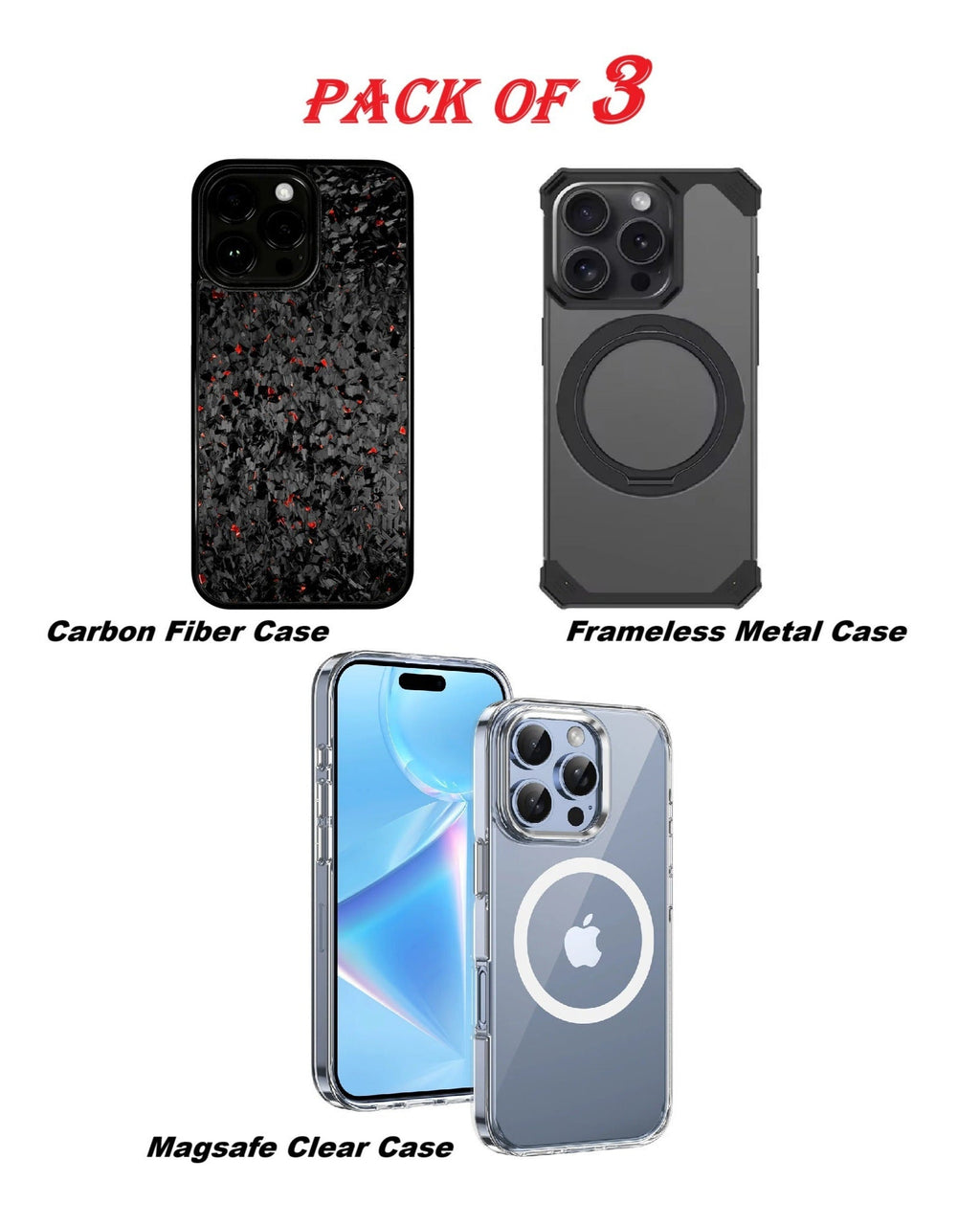 Metal And Clear Anti Yellow Combo Pack of 3 For iPhone