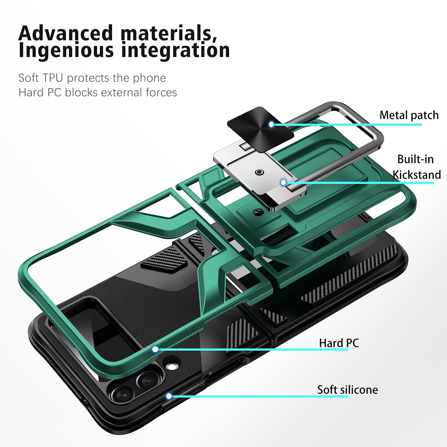 (Buy 1 Get 1 Free) Galaxy Z Flip4 Magnetic Kick Stand Hybrid Case