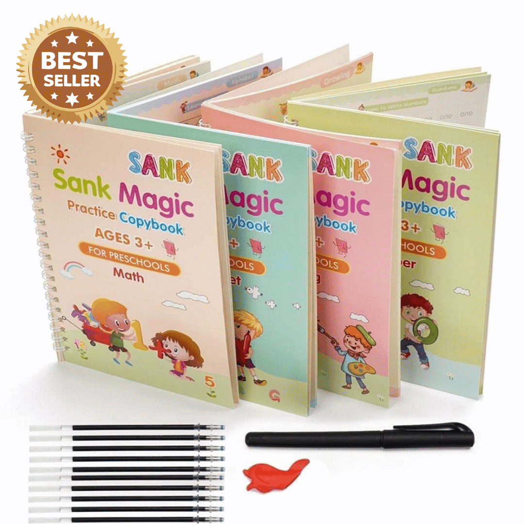 Magic Practice Book (4 BOOK + 10 REFILL + 1 Pen + 1 Grip)