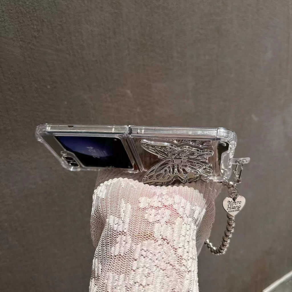 (Buy 1 Get 1 Free) Silver 3D Butterfly Flip Case