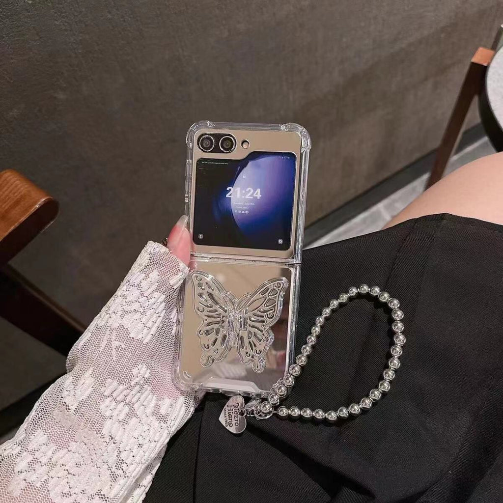 (Buy 1 Get 1 Free) Silver 3D Butterfly Flip Case