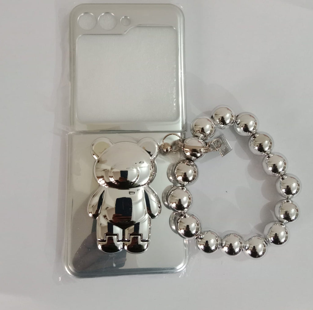 (Buy 1 Get 1 Free) Luxury Plating Bear Stand Cover with Chain- Samsung Flip Case