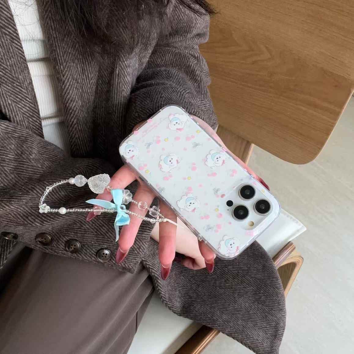(Buy 1 Get 1 Free) Baby Puppy Silicon Case For iPhone With Bow Charm