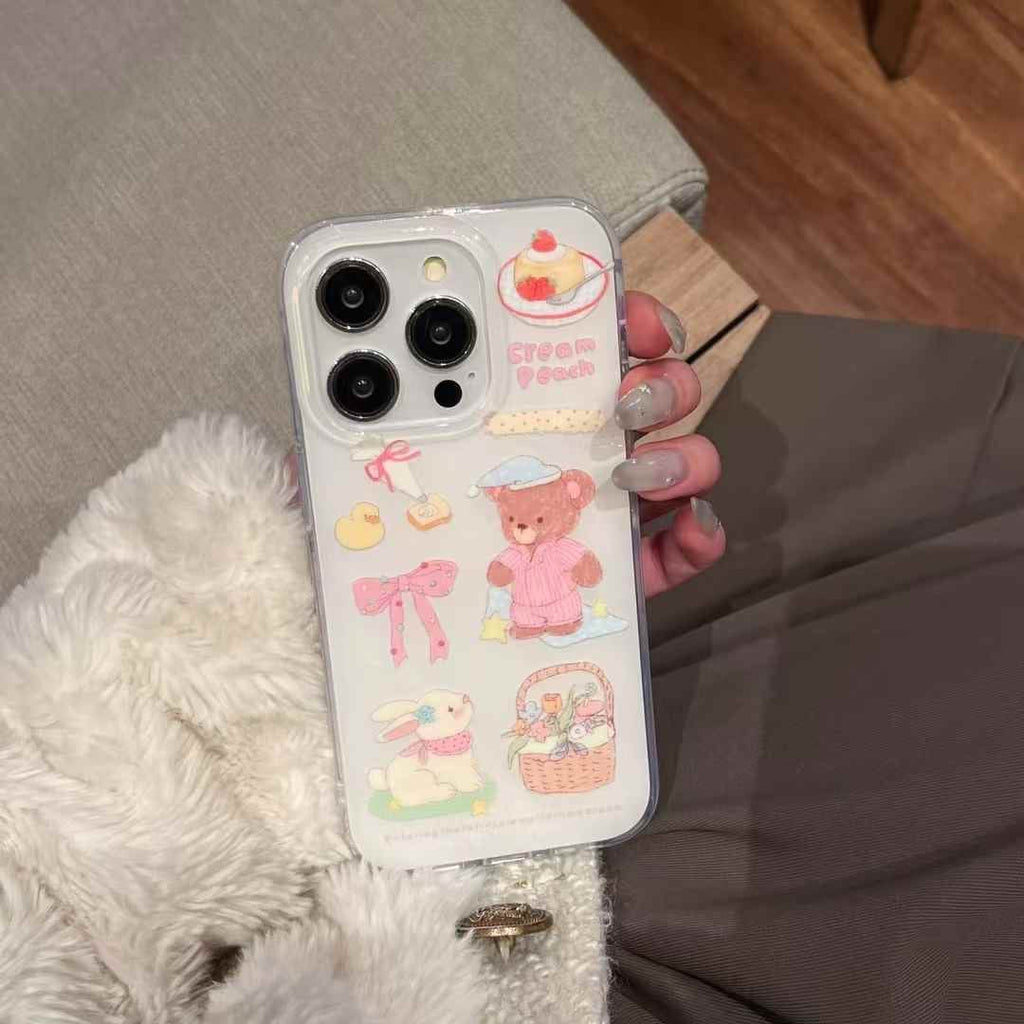 (Buy 1 Get 1 Free) Cute Cartoon Silicon Case For iPhone With Charm