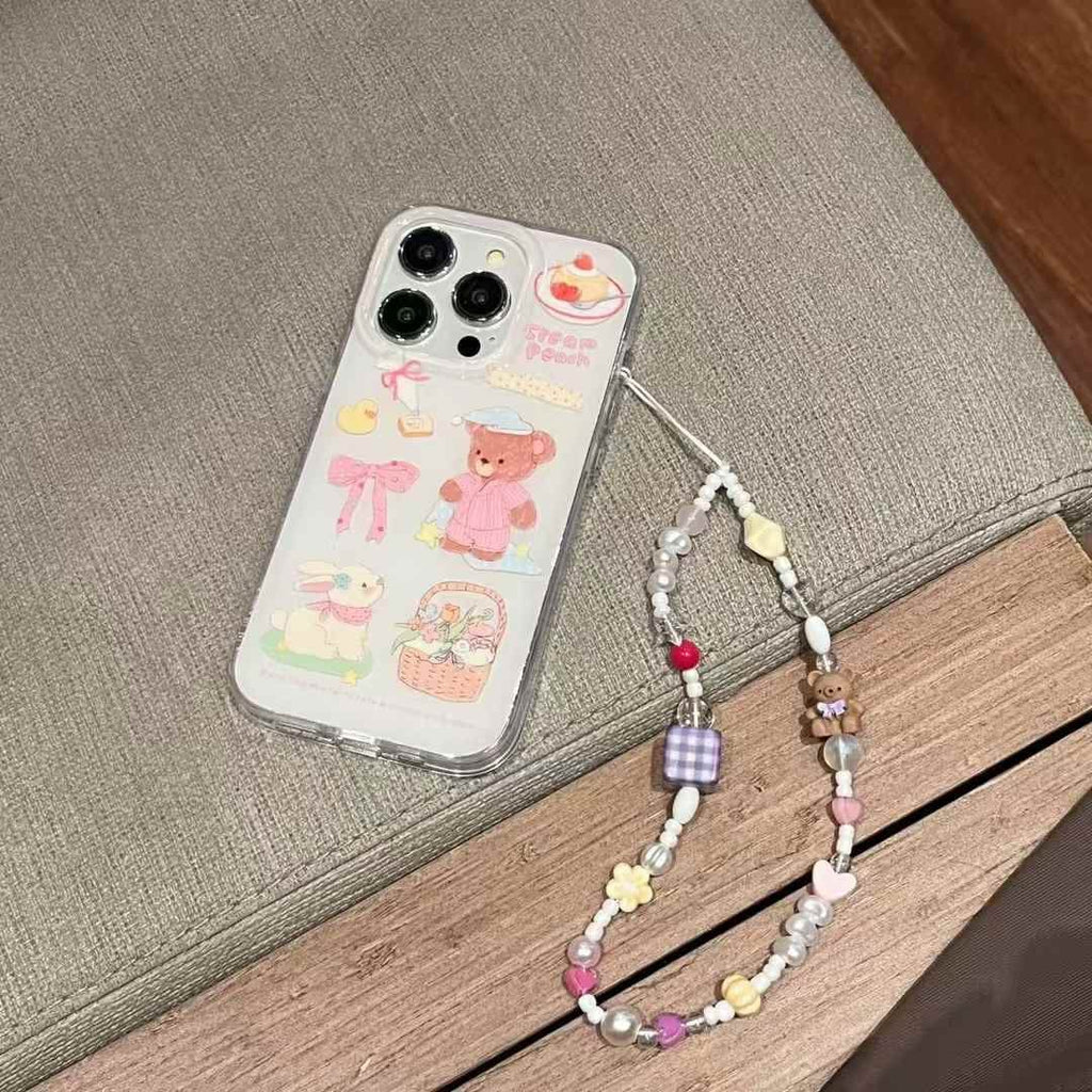 (Buy 1 Get 1 Free) Cute Cartoon Silicon Case For iPhone With Charm