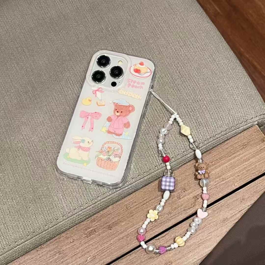 (Buy 1 Get 1 Free) Cute Cartoon Silicon Case For iPhone With Charm
