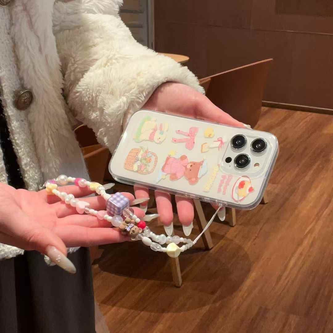 (Buy 1 Get 1 Free) Cute Cartoon Silicon Case For iPhone With Charm