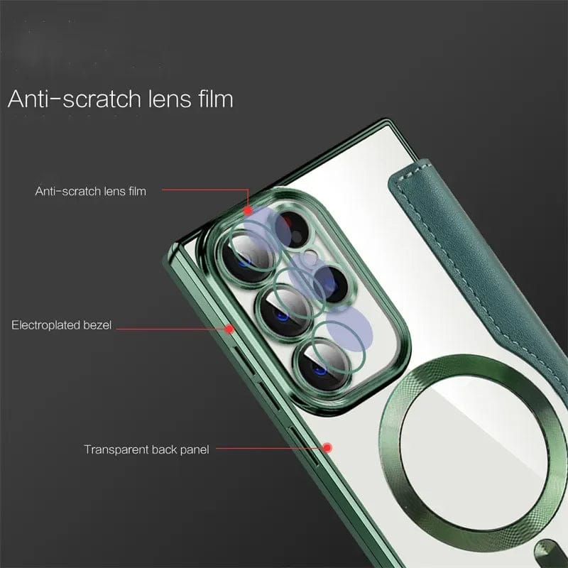(Buy 1 Get 1 Free) Magnetic Magsafe Genuine Leather Flip Case - Samsung
