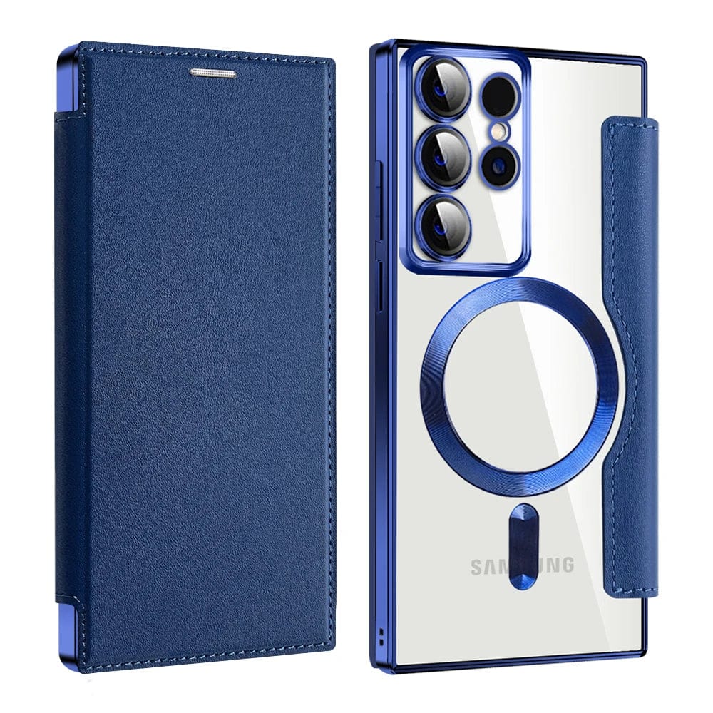 (Buy 1 Get 1 Free) Magnetic Magsafe Genuine Leather Flip Case - Samsung