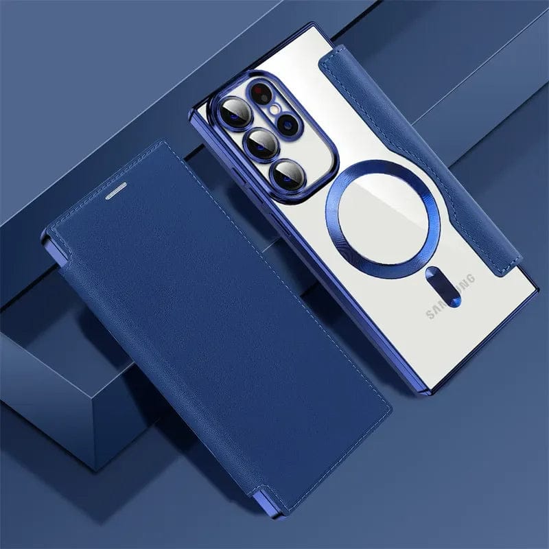 (Buy 1 Get 1 Free) Magnetic Magsafe Genuine Leather Flip Case - Samsung
