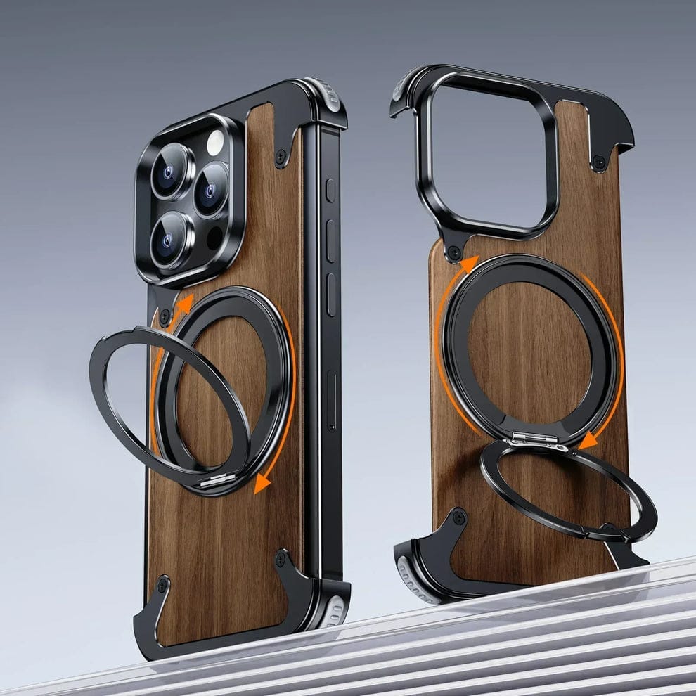 (Buy 1 Get 1 Free) Luxury Wooden Metal iPhone Case