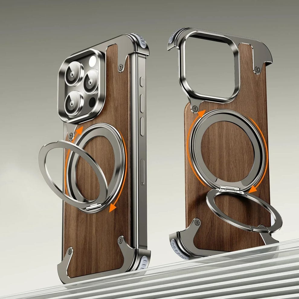 (Buy 1 Get 1 Free) Luxury Wooden Metal iPhone Case