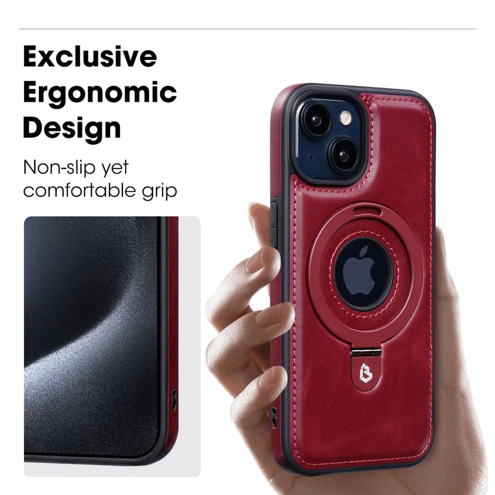 (Buy 1 Get 1 Free) Full-Coverage Shockproof Leather Magnetic Stand iPhone Case