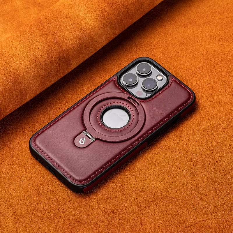 (Buy 1 Get 1 Free) Full-Coverage Shockproof Leather Magnetic Stand iPhone Case