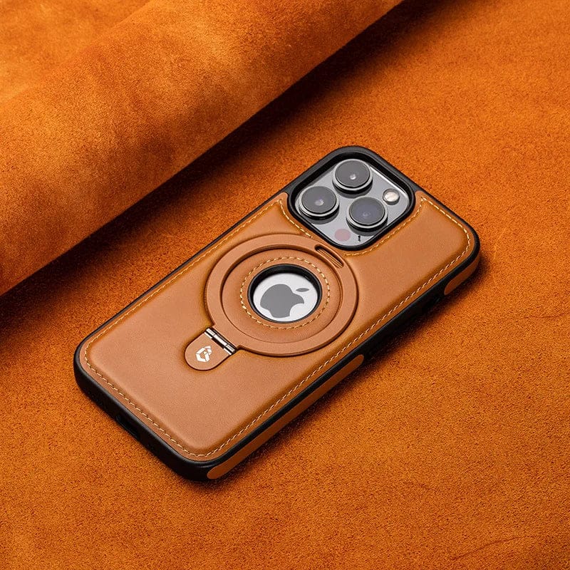 (Buy 1 Get 1 Free) Full-Coverage Shockproof Leather Magnetic Stand iPhone Case