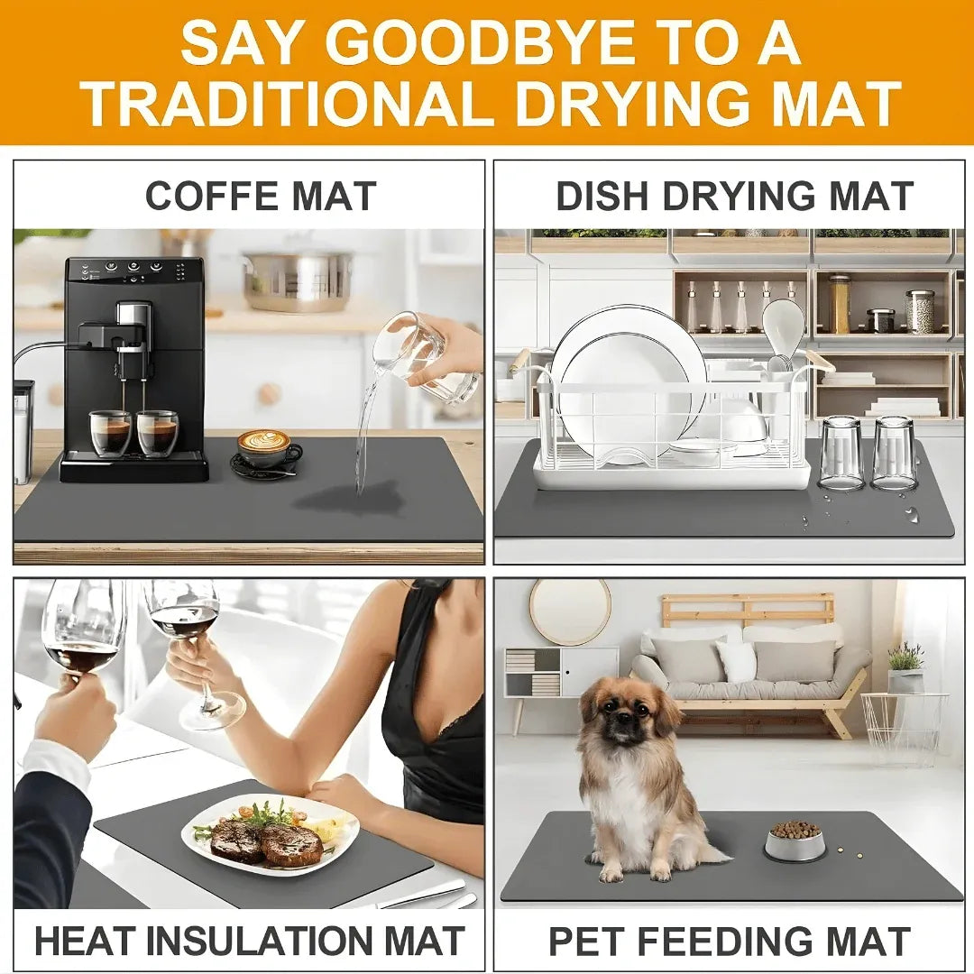 Absorbent Sink Mat | Quick-Dry, Anti-Slip Base | Pack of 2 ((Assorted))