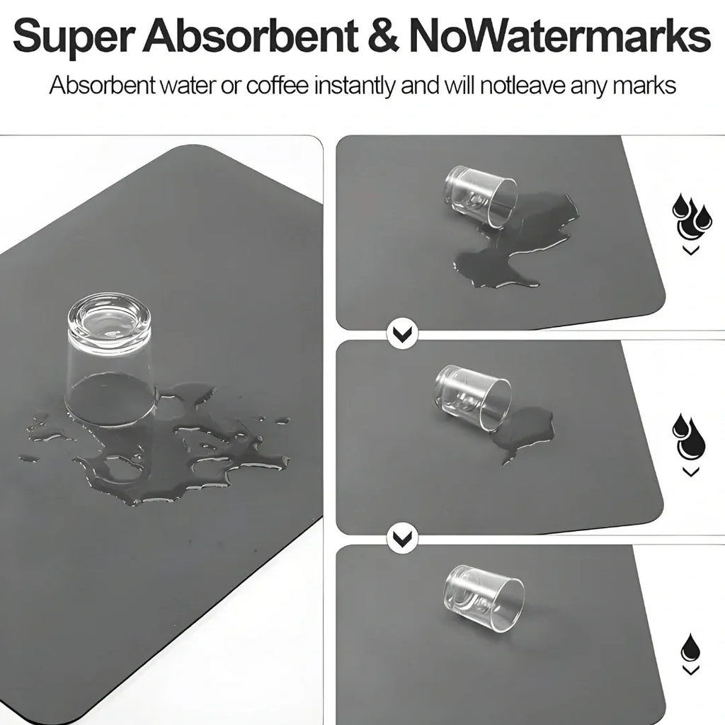 Absorbent Sink Mat | Quick-Dry, Anti-Slip Base | Pack of 2 ((Assorted))