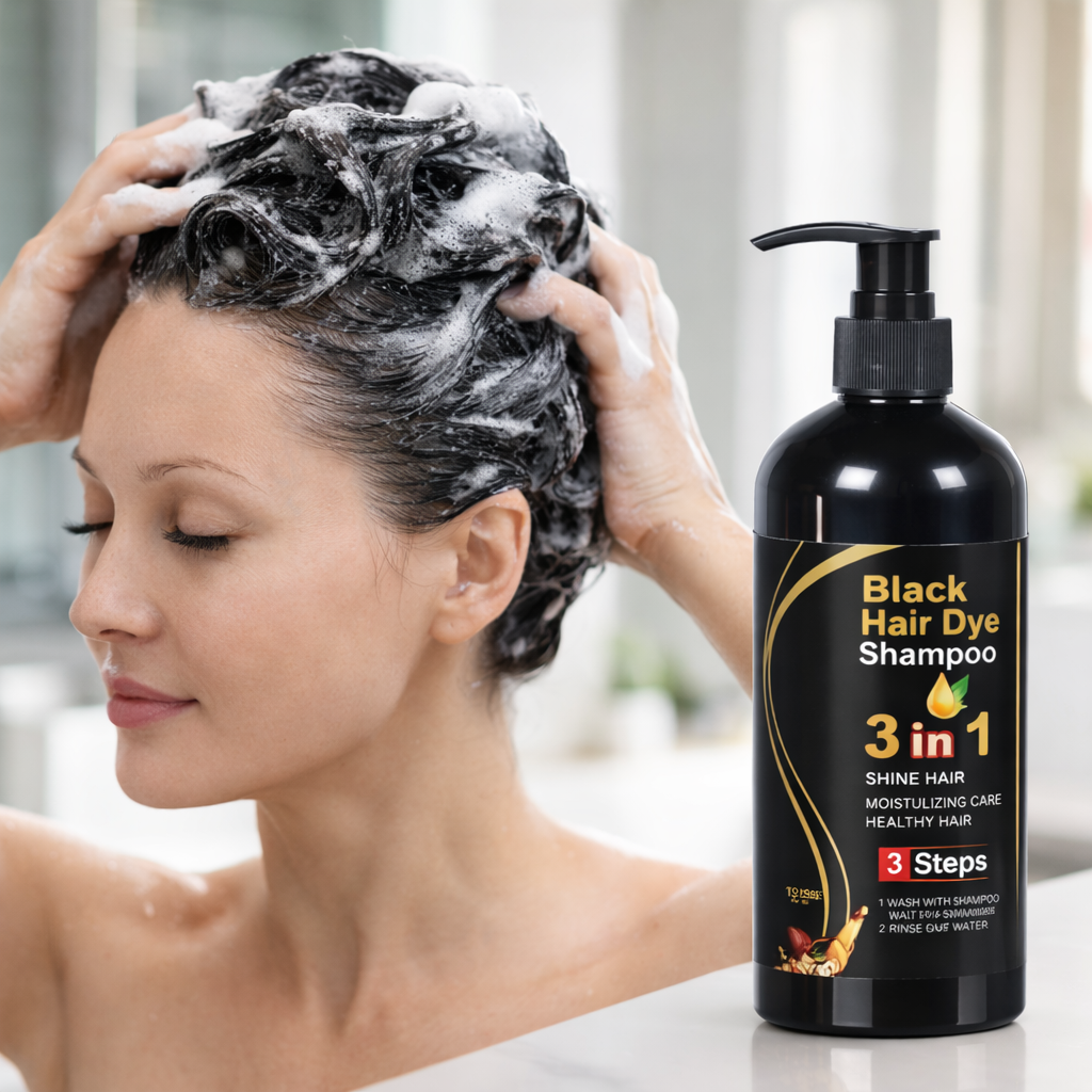 Herbal Black Hair Color Shampoo | 3 in 1 Hair Care | Grey Coverage | Pack of 2 (100ml)